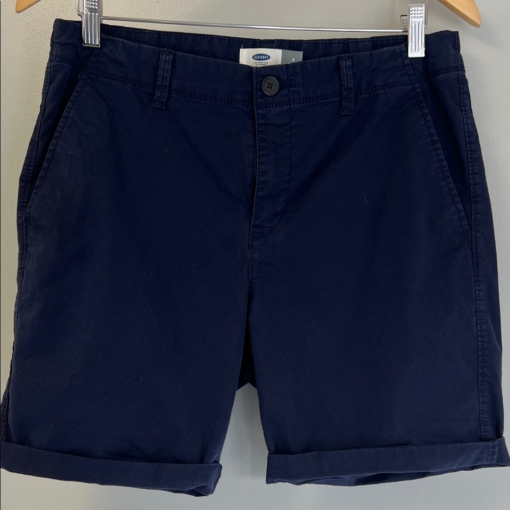 Old Navy Dark Blue Rolled Hem Bermuda Shorts Sz 8